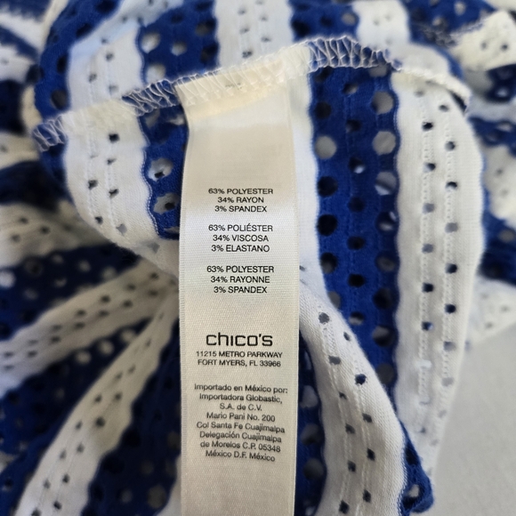 Chico's striped Tess long sleeve open front cardigan blue white mesh breezy 3 XL - Picture 8 of 10